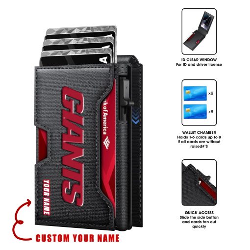 New York Giants – Personalized Football RFID Blocking Pop Up Card Holder, Fashion Card Case Wallet