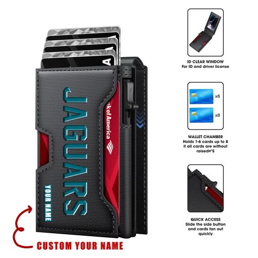Jacksonville Jaguars – Personalized Football RFID Blocking Pop Up Card Holder, Fashion Card Case Wallet
