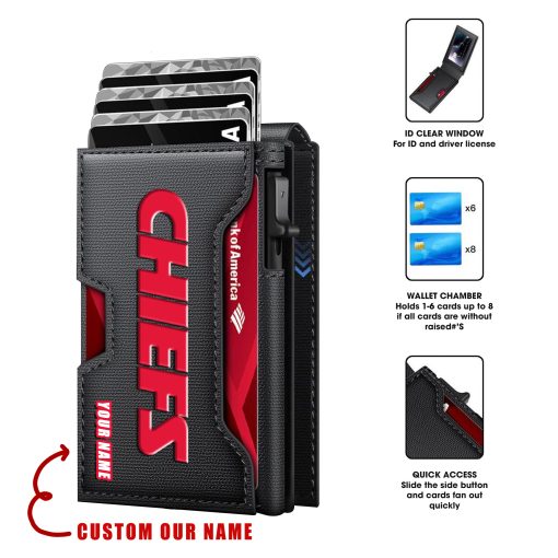 Kansas City Chiefs – Personalized Football RFID Blocking Pop Up Card Holder, Fashion Card Case Wallet