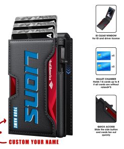 Detroit Lions – Personalized Football RFID Blocking Pop Up Card Holder, Fashion Card Case Wallet