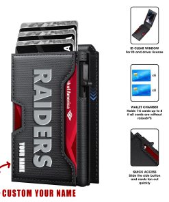 Las Vegas Raiders – Personalized Football RFID Blocking Pop Up Card Holder, Fashion Card Case Wallet