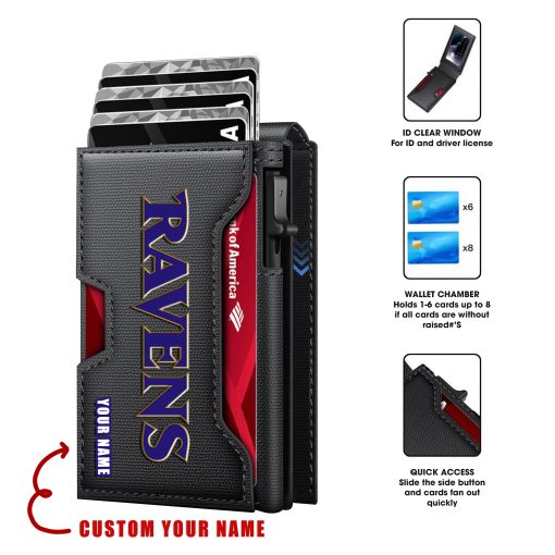Baltimore Ravens – Personalized Football RFID Blocking Pop Up Card Holder, Fashion Card Case Wallet