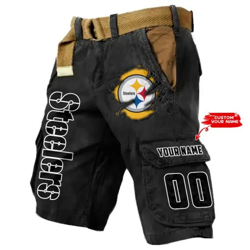 Pittsburgh Steelers Men Cargo Shorts (Belt Not Included) trending 2025 - Image 2