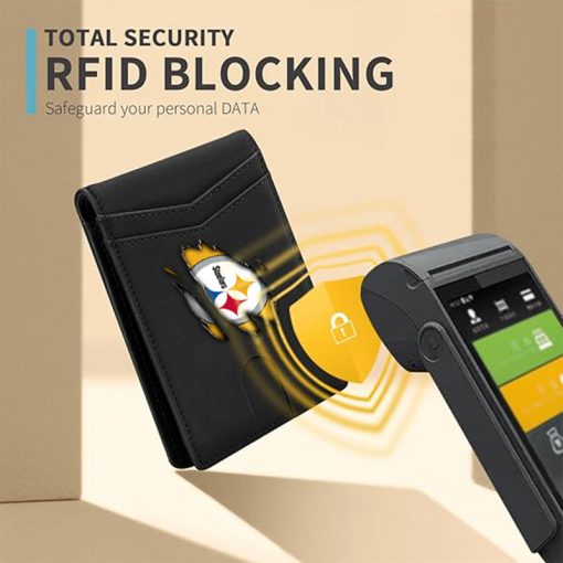 Pittsburgh Steelers - Personalized Football RFID Blocking Leather 2 ID Window Wallet - Image 3