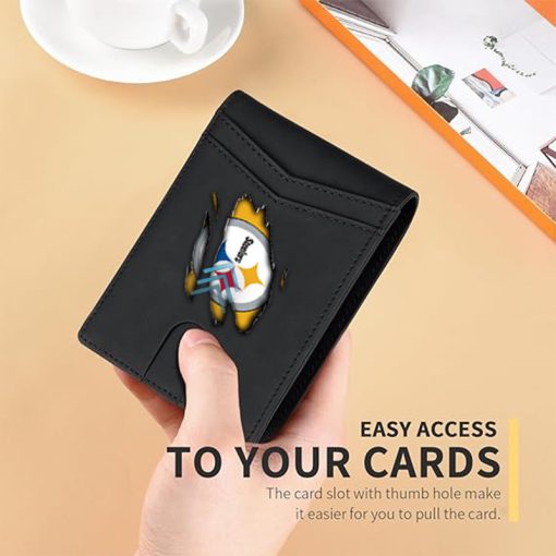 Pittsburgh Steelers - Personalized Football RFID Blocking Leather 2 ID Window Wallet - Image 4