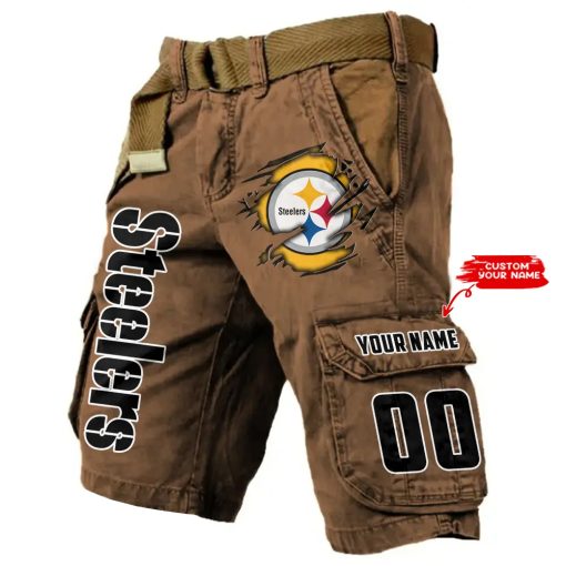 Pittsburgh Steelers Men Cargo Shorts (Belt Not Included) trending 2025