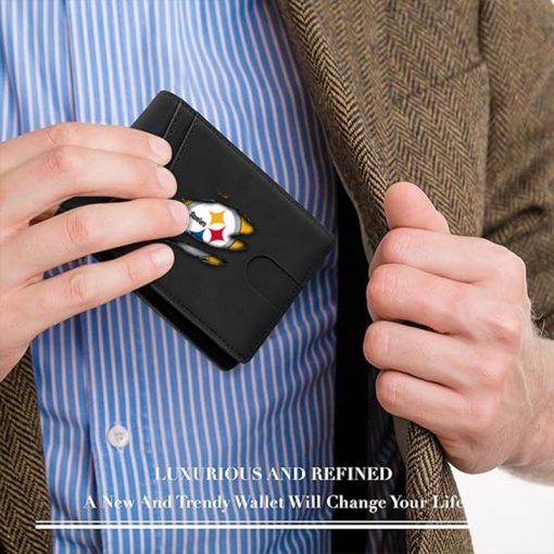 Pittsburgh Steelers - Personalized Football RFID Blocking Leather 2 ID Window Wallet - Image 6