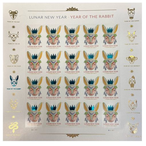 Forever Stamps Lunar New Year Of The Rabbit 2023 Stamps Coil of 100 PCS/Roll - Image 3