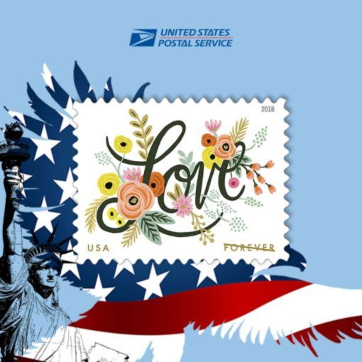 Forever Stamps Love Flourishes 2018 Stamps Coil of 100 PCS/Roll