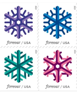 Forever Stamps Geometric Snowflakes 2015 Stamps Coil of 100 PCS/Roll