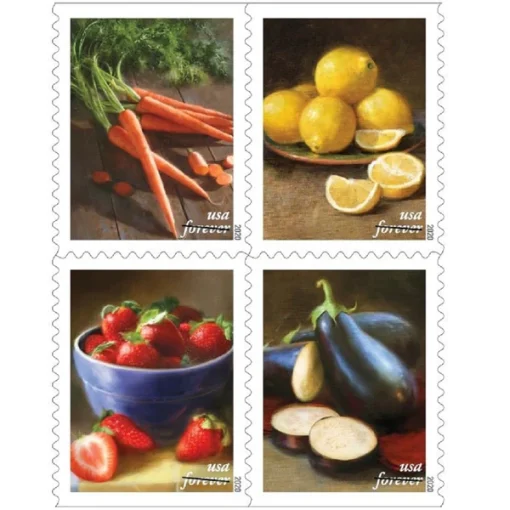 Forever Stamps Fruits and Vegetables 2020 Stamps Coil of 100 PCS/Roll