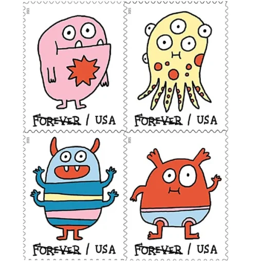 Forever Stamps Message Monsters 2021 Stamps Coil of 100 PCS/Roll