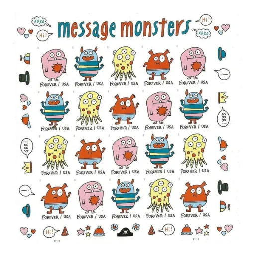 Forever Stamps Message Monsters 2021 Stamps Coil of 100 PCS/Roll - Image 3