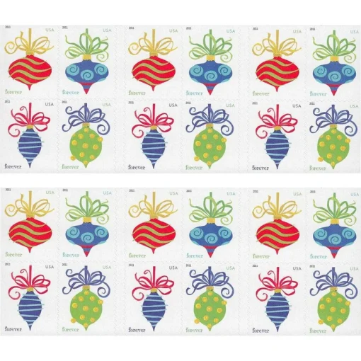 Forever Stamps Holiday Baubles 2011 Stamps Coil of 100 PCS/Roll - Image 3