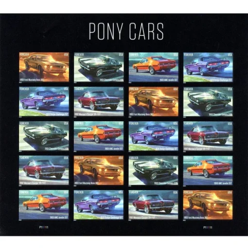 Forever Stamps Pony Cars 2022 Stamps Coil of 100 PCS/Roll