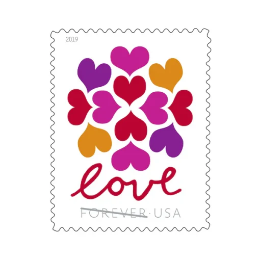 Forever Stamps Hearts Blossom 2019 Stamps Coil of 100 PCS/Roll
