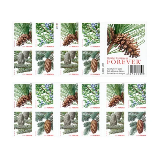 Forever Stamps Holiday Daily Green Trees 2010 Stamps Coil of 100 PCS/Roll - Image 3