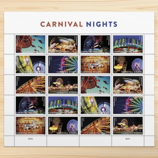 Forever Stamps Carnival Nights 2024 Stamps Coil of 100 PCS/Roll