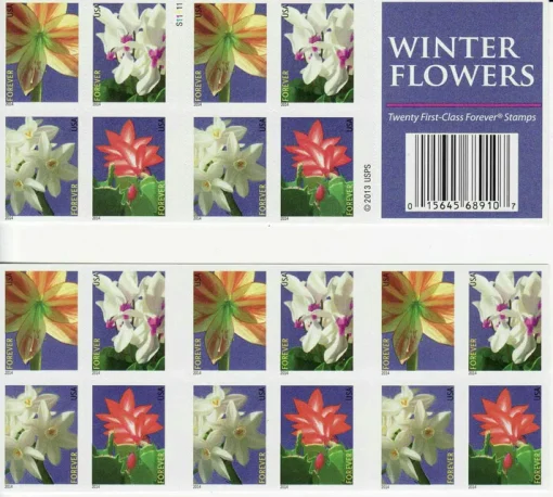 Forever Stamps Winter Flowers 2014 Stamps Coil of 100 PCS/Roll - Image 3