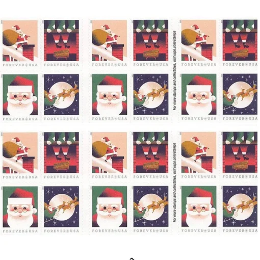 Forever Stamps A Visit From St. Nick 2021 Stamps Coil of 100 PCS/Roll - Image 3