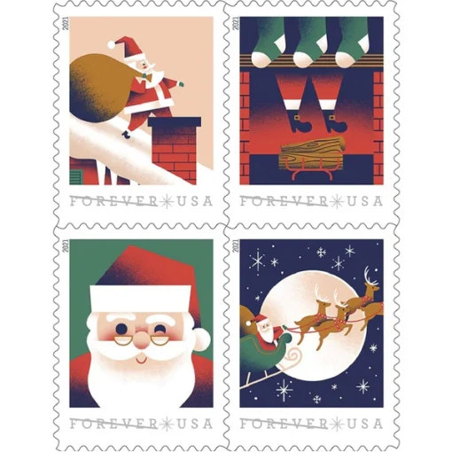 Forever Stamps A Visit From St. Nick 2021 Stamps Coil of 100 PCS/Roll