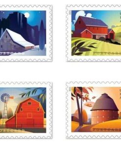 Forever Stamps Barn Postcard 2021 Stamps Coil of 100 PCS/Roll
