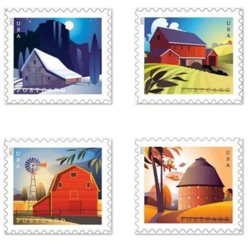 Forever Stamps Barn Postcard 2021 Stamps Coil of 100 PCS/Roll