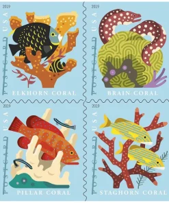 Forever Stamps Coral Reefs Postcard 2019 Stamps Coil of 100 PCS/Roll