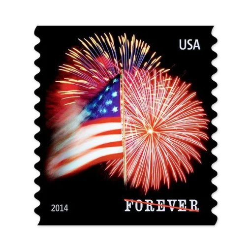 Forever Stamps Flag Fireworks 2014 Stamps Coil of 100 PCS/Roll