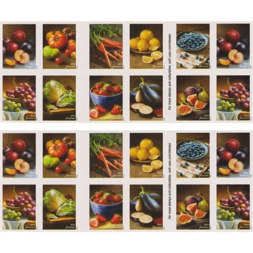 Forever Stamps Fruits and Vegetables 2020 Stamps Coil of 100 PCS/Roll - Image 3