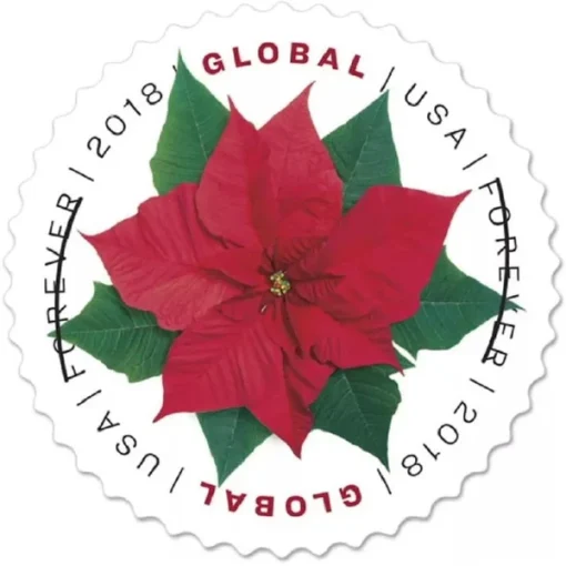 Forever Stamps Global Poinsettia 2018 Stamps Coil of 100 PCS/Roll