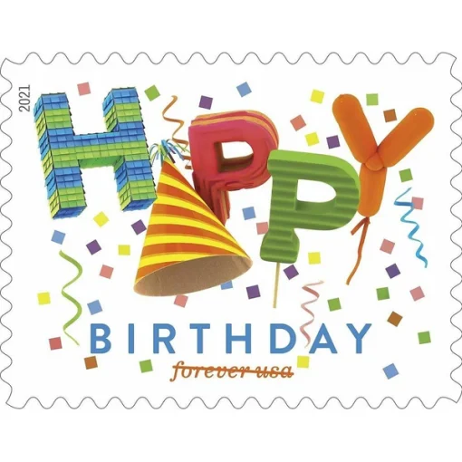 Forever Stamps Happy Birthday 2021 Stamps Coil of 100 PCS/Roll