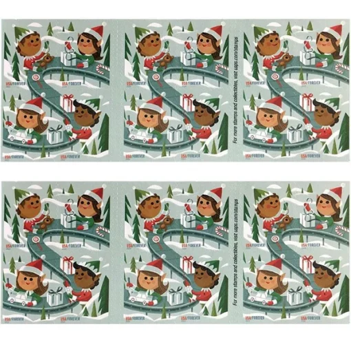 Forever Stamps Holiday Elves 2022 Stamps Coil of 100 PCS/Roll - Image 3
