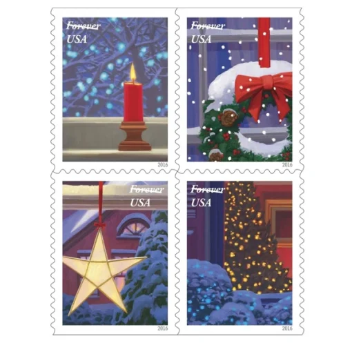 Forever Stamps Holiday Windows 2016 Stamps Coil of 100 PCS/Roll