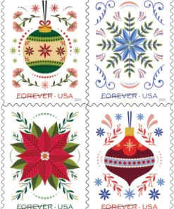 Forever Stamps Holiday Joy 2024 Stamps Coil of 100 PCS/Roll