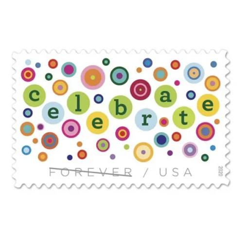 Forever Stamps Let's Celebrate 2020 Stamps Coil of 100 PCS/Roll