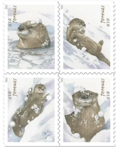 Forever Stamps Otters in Snow 2021 Stamps Coil of 100 PCS/Roll