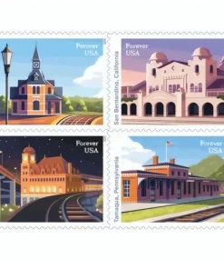 Forever Stamps Railroad Stations 2023 of 100 PCS/Roll