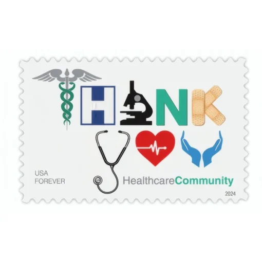 Forever Stamps Thank You, Healthcare Community 2024 Stamps Coil of 100 PCS/Roll