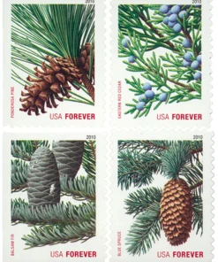 Forever Stamps Holiday Daily Green Trees 2010 Stamps Coil of 100 PCS/Roll