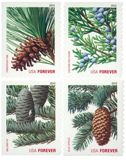 Forever Stamps Holiday Daily Green Trees 2010 Stamps Coil of 100 PCS/Roll