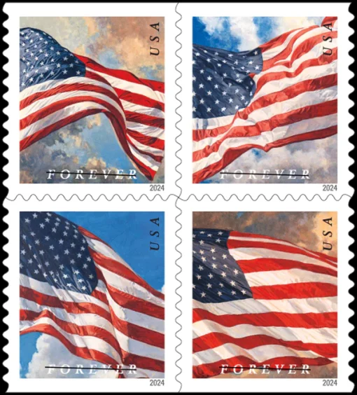 Forever Stamps Flag 2024 Booklet Stamps Coil of 100 PCS/Roll