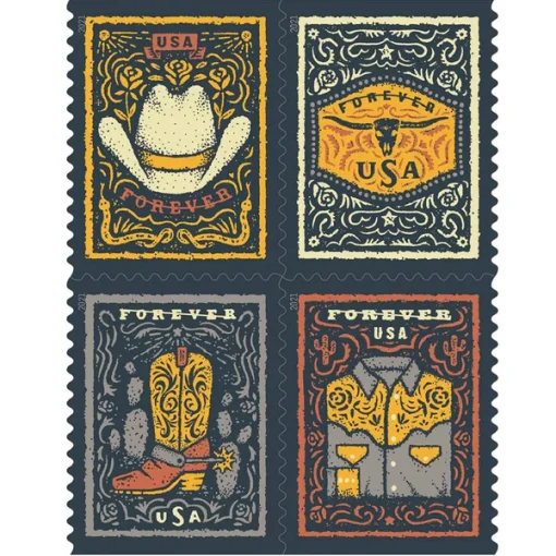 Forever Stamps Western Wear 2021 Stamps Coil of 100 PCS/Roll