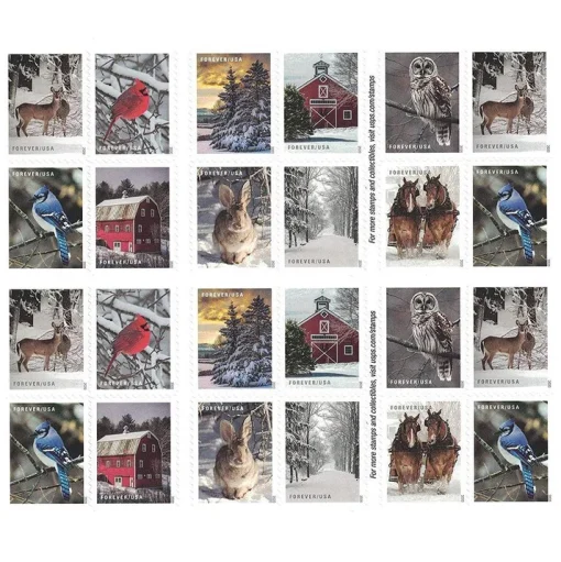 Forever Stamps Winter Scenes 2020 Stamps Coil of 100 PCS/Roll - Image 3