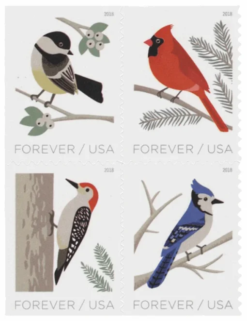 Forever Stamps Birds in Winter 2018 Stamps Coil of 100 PCS/Roll