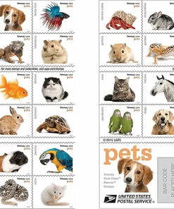 Forever Stamps Pets Celebrate Animals 2016 Stamps Coil of 100 PCS/Roll
