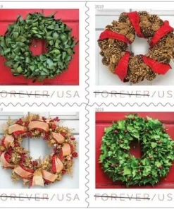 Forever Stamps Holiday Wreaths 2019 Stamps Coil of 100 PCS/Roll