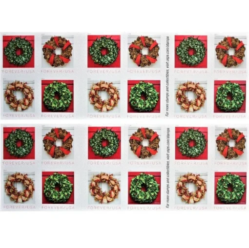 Forever Stamps Holiday Wreaths 2019 Stamps Coil of 100 PCS/Roll - Image 3