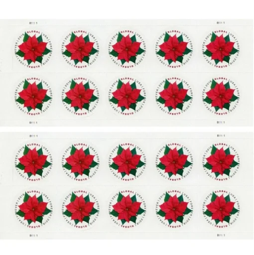 Forever Stamps Global Poinsettia 2018 Stamps Coil of 100 PCS/Roll - Image 3