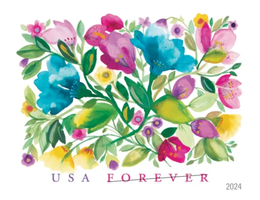 Forever Stamps Celebration Blooms 2024 Stamps Coil of 100 PCS/Roll
